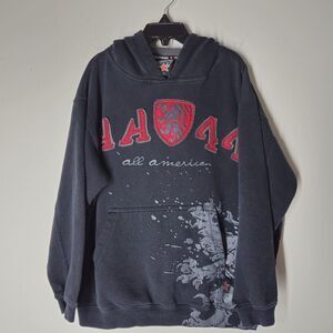 Top Heavy Hoodie VTG Y2K Youth S AOP Sweatshirt Skate Griffin Bird Patch